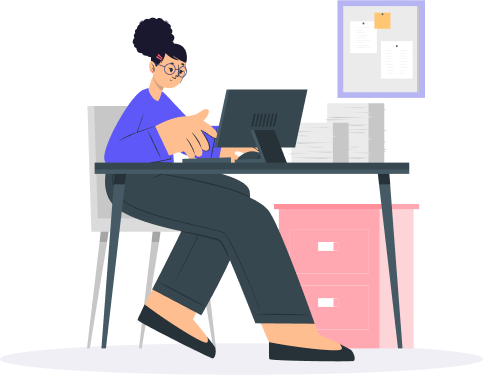 Una mujer observando un ordenador
